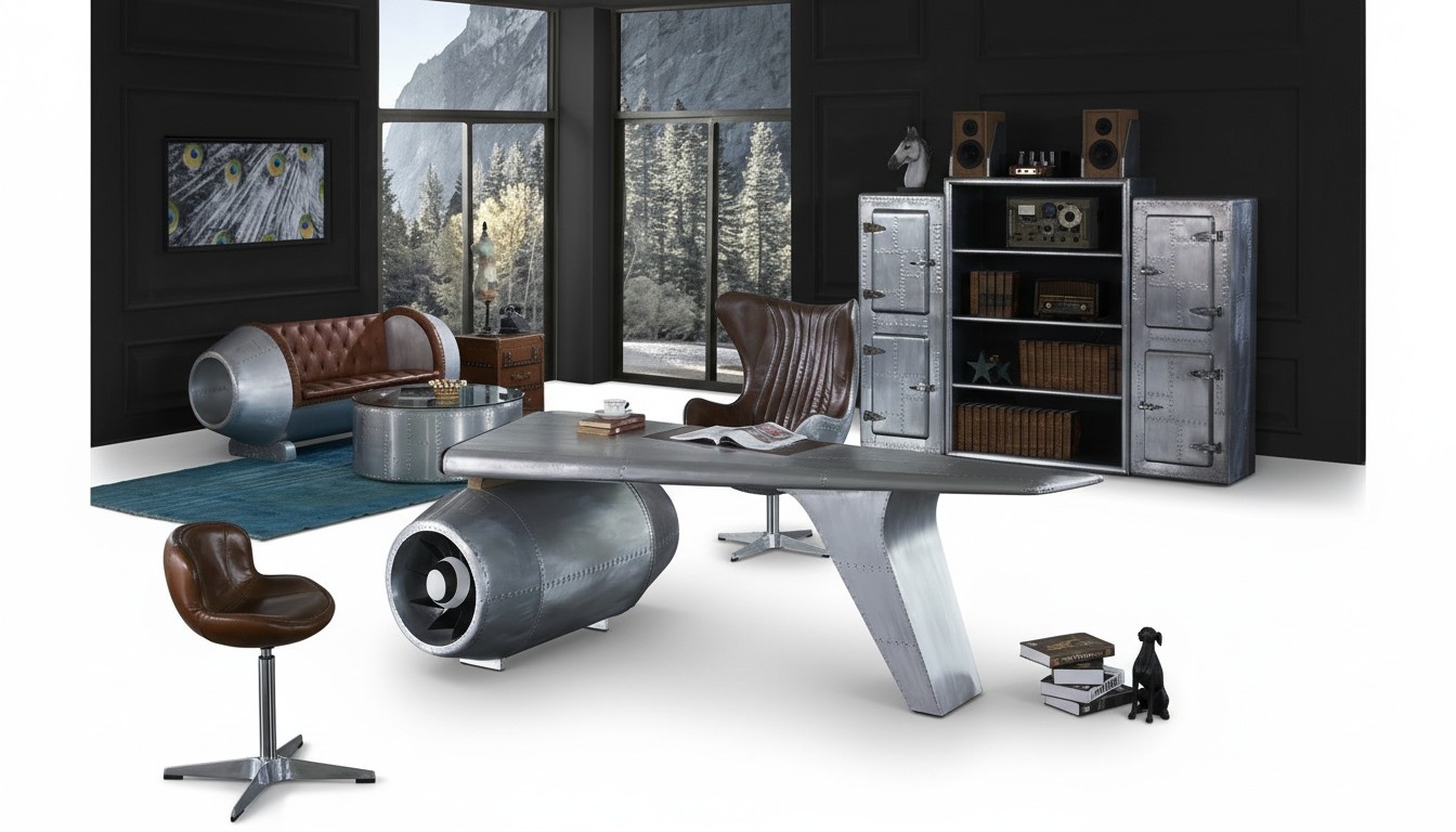 Airplane Wing Desk Office Table Table Aviator Design Luxury Furniture Tables