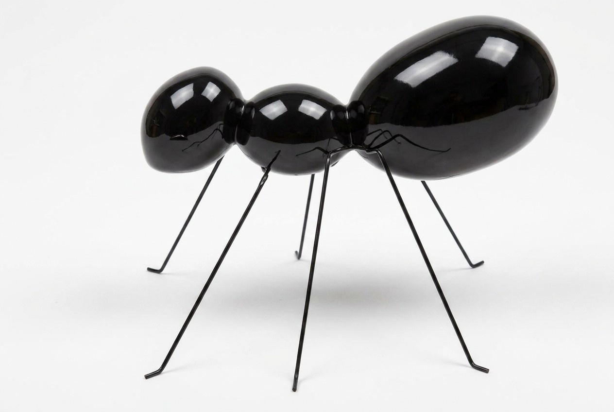 Full black colored decorative garden gloss ant sculpture 72cm length