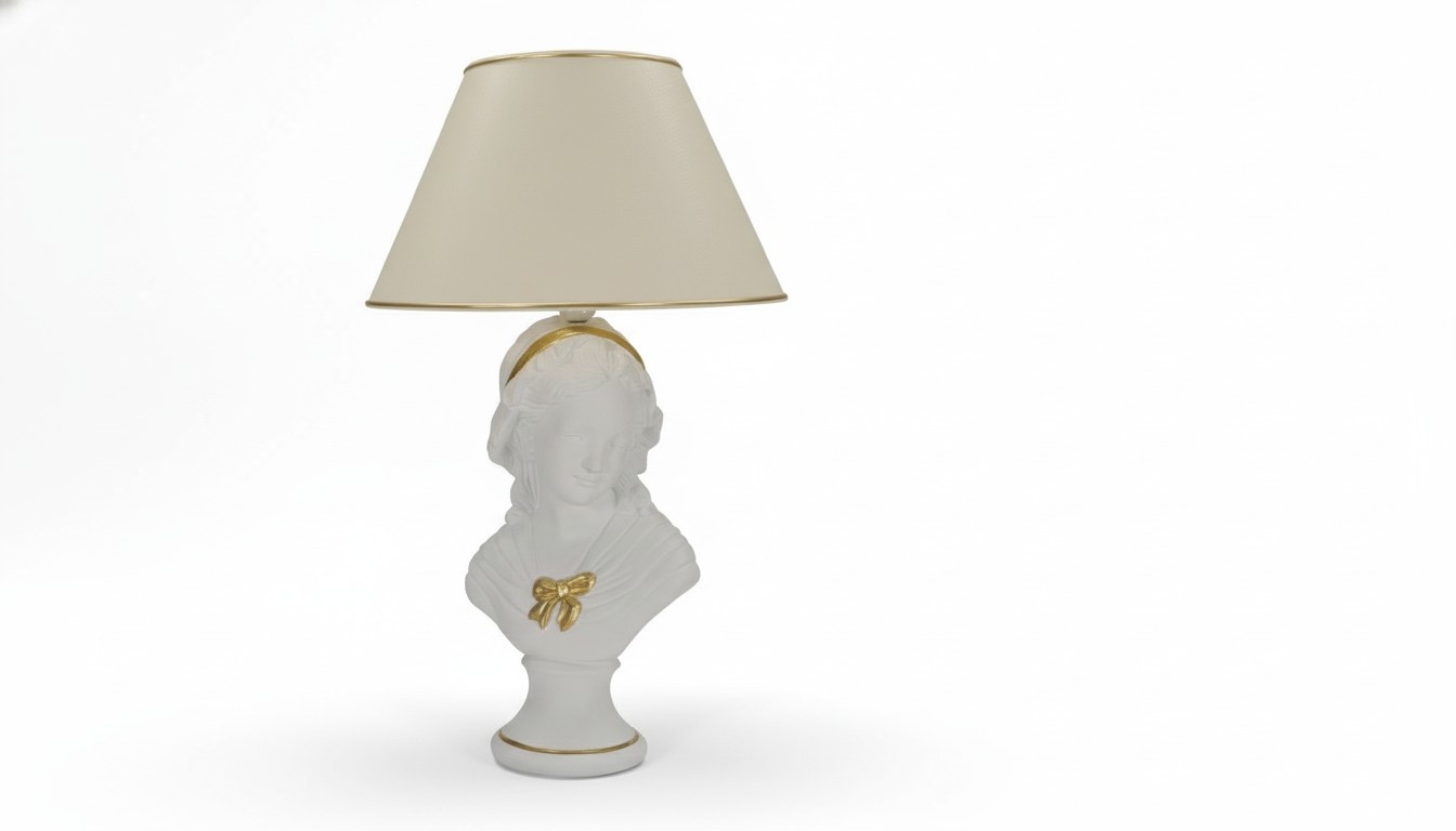 Design of young lady form shade table lamp made of stucco/acrylic material, 65,5 cm high