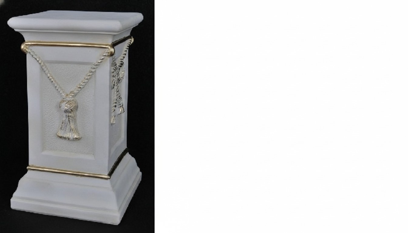 Decorative stucco/acrylic floor stand in antique rectangular column style, 43cm height, model - 1018
