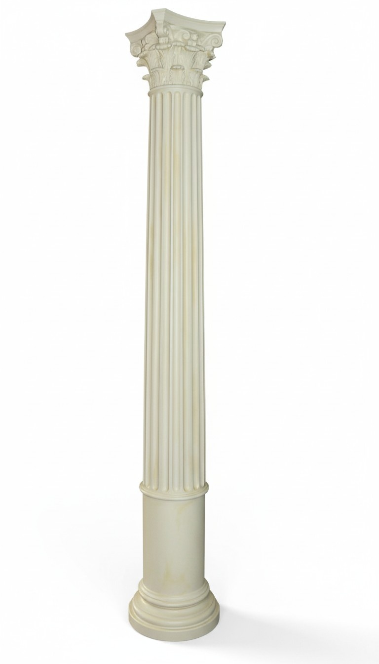 Decorative high column in antique roman corinthian column style, 275cm height