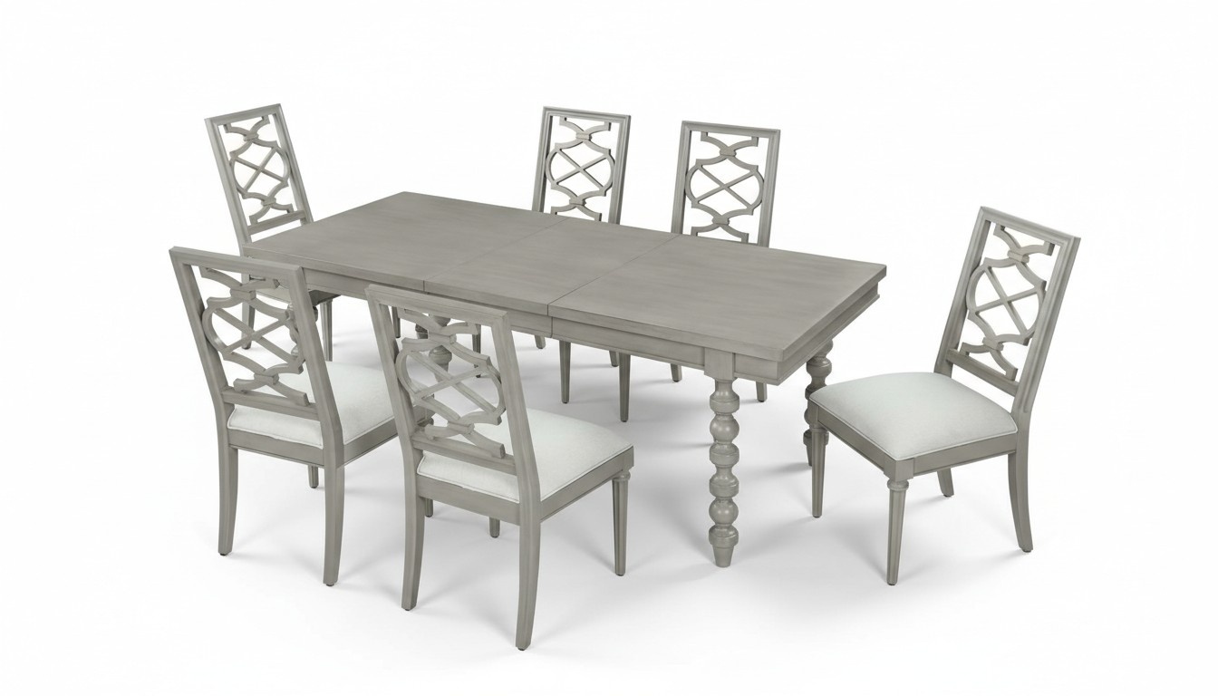 Antique Style Furniture Dining Table Table Chair Set Complete Set of Chairs 7pcs.