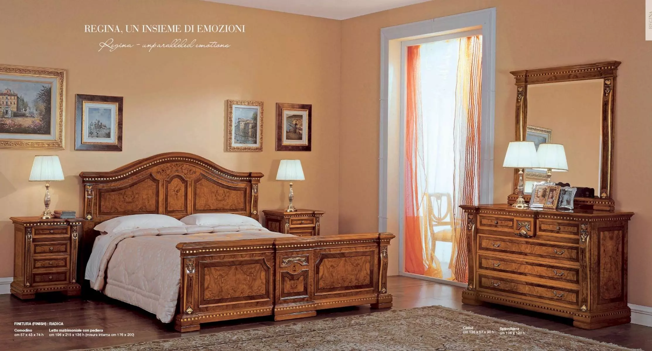 Bedroom double bed set bedside tables dresser mirror set