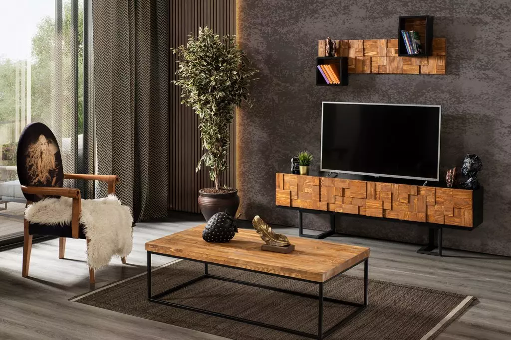 Modern solid wood furniture coffee table RTV TV stand living room set