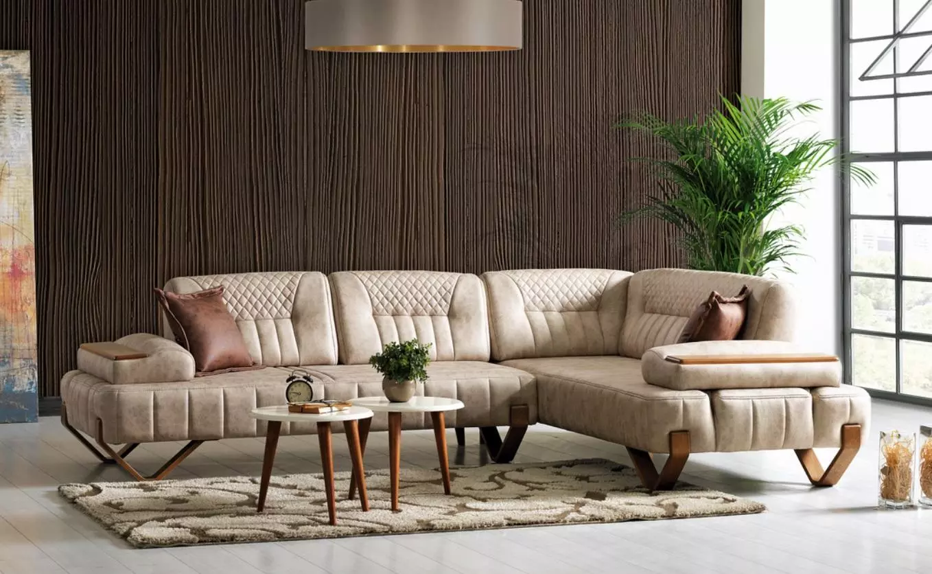 Corner Sofa Living Landscape Color Beige L Shape Sofa Living Room