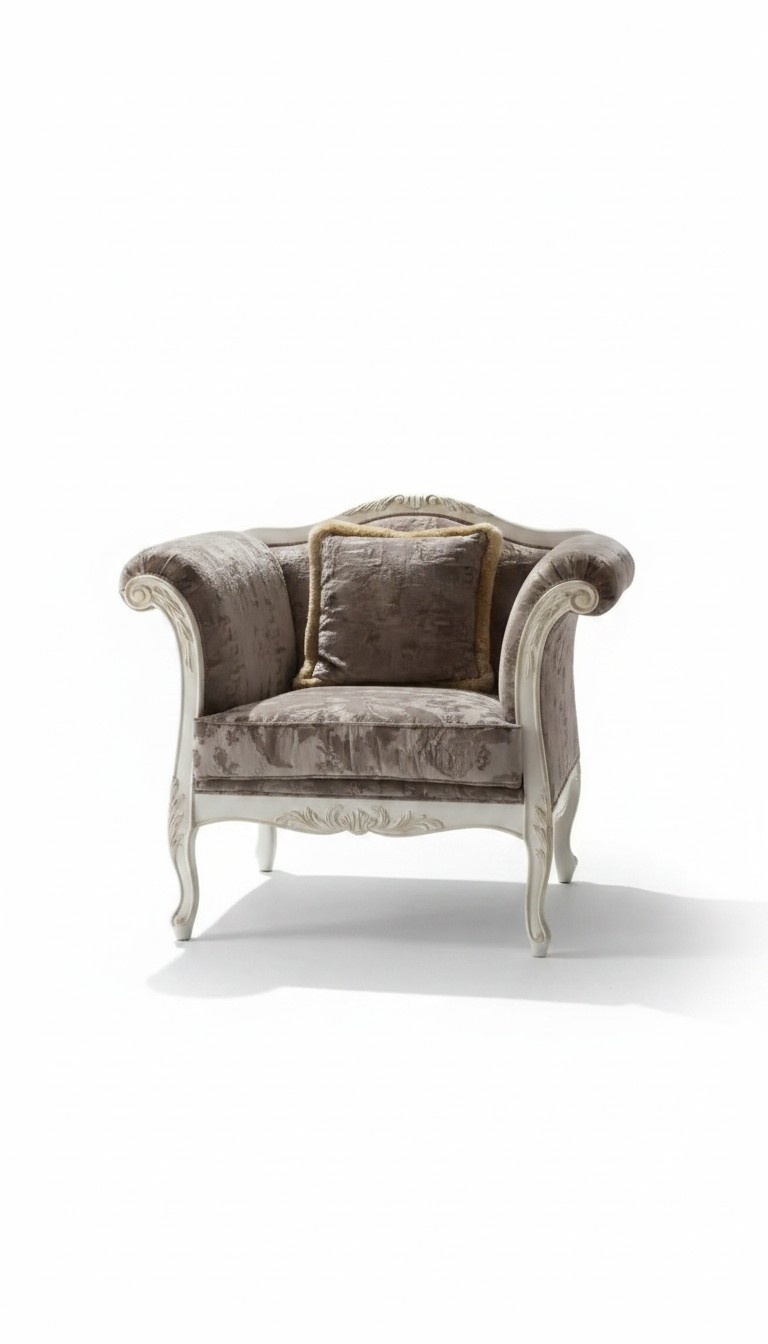 Armchair 1 Seater Upholstered Sofas Design Luxury Textile Couch Grey Sofa New
