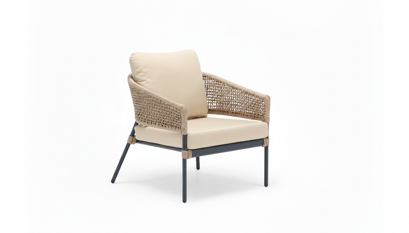 Beige Armchair Elegant Terrace Design Furniture Modern High Quality Rattan Armchair