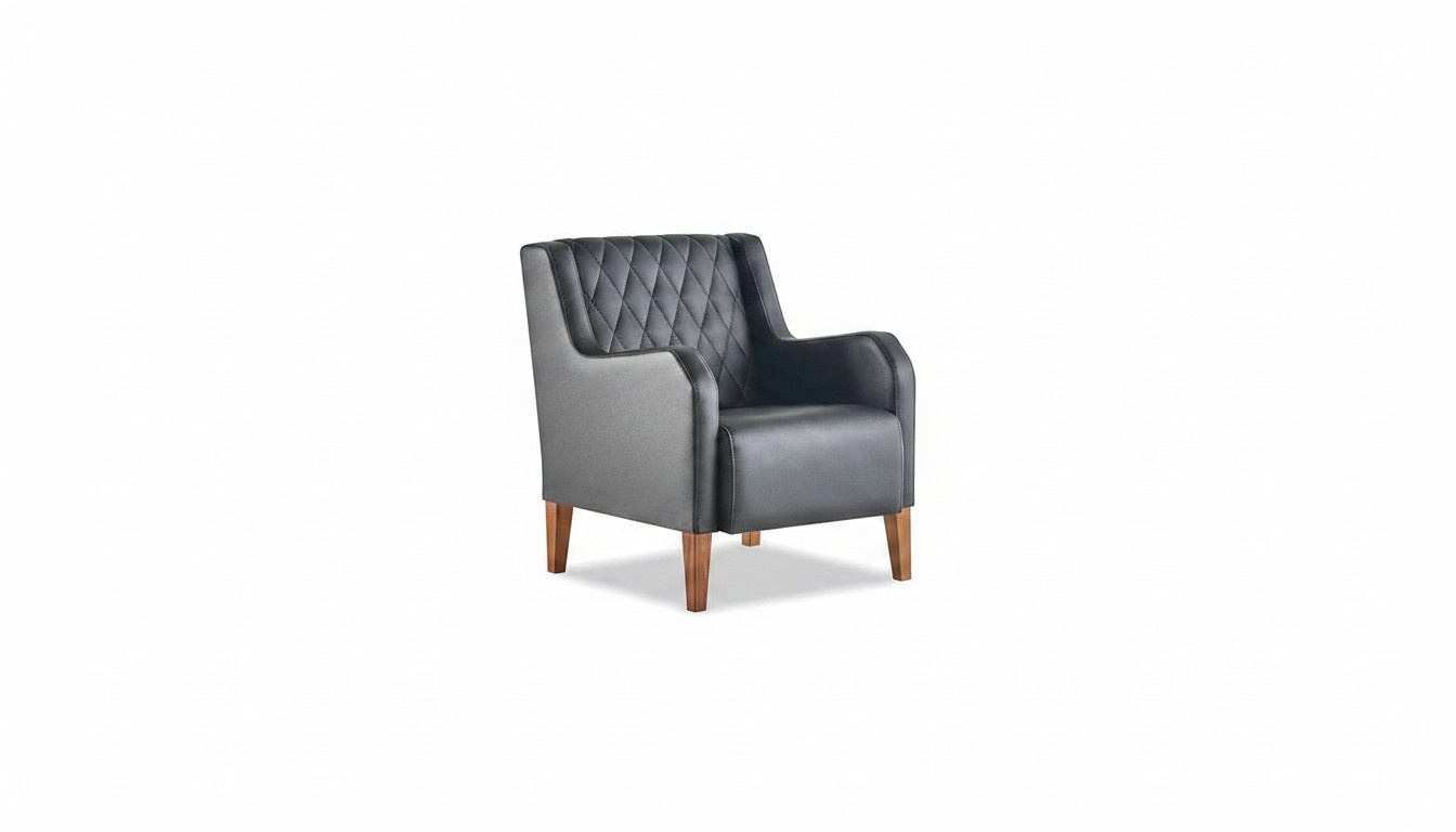 Armchair Black Chair Leather Wood Modern 1-Seater Soft Seating Furniture