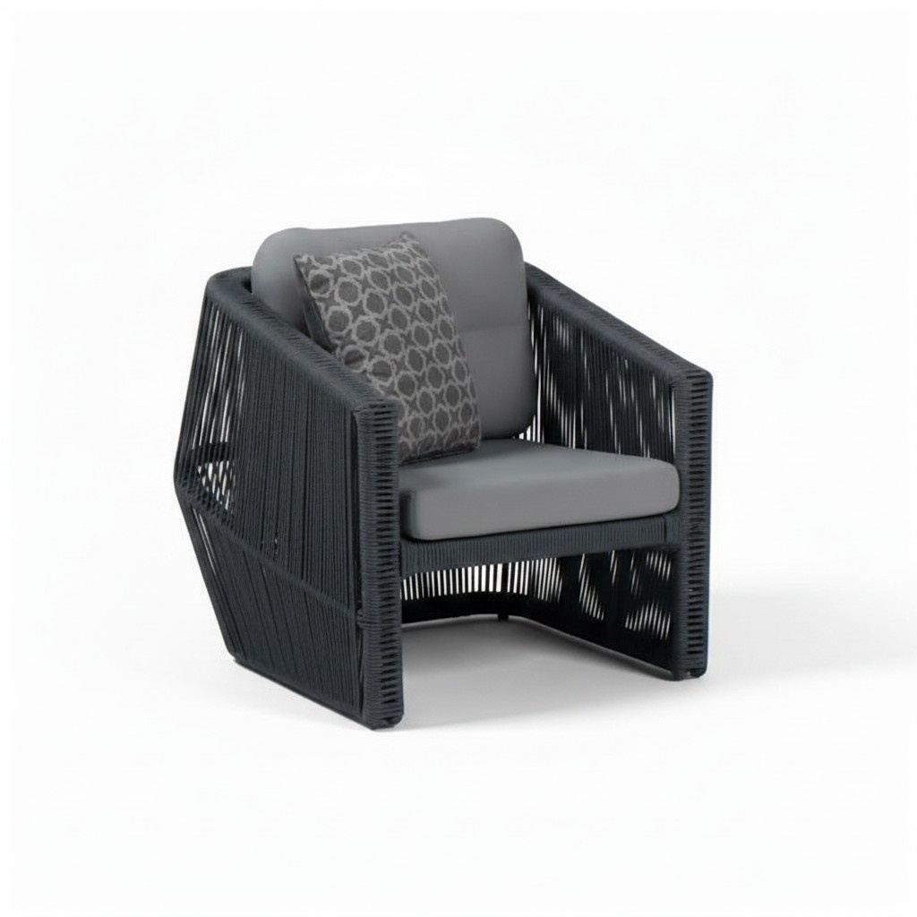 Black Armchair Terrace Design Elegant Modern Furniture 1-Seater Luxury Armchair