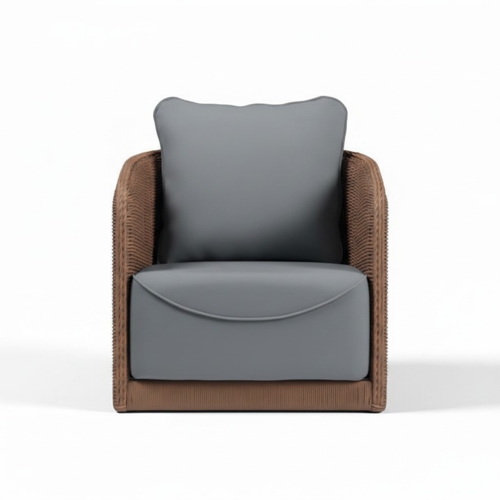 Brown armchair terrace design elegant modern furniture single seat stylish