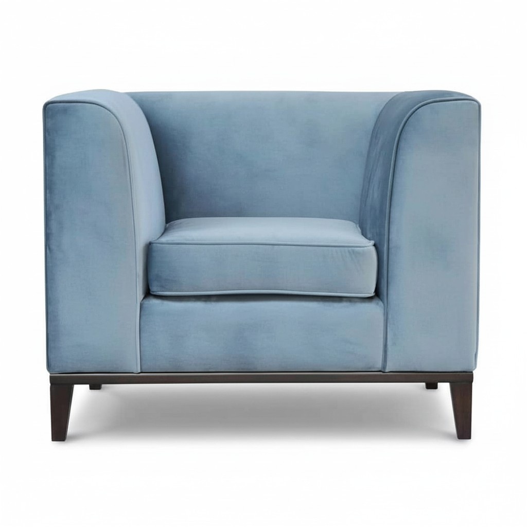 Armchair Chair 1x Dining Room Television Lounge Textile Seat Blue Modern Upholstered Chair