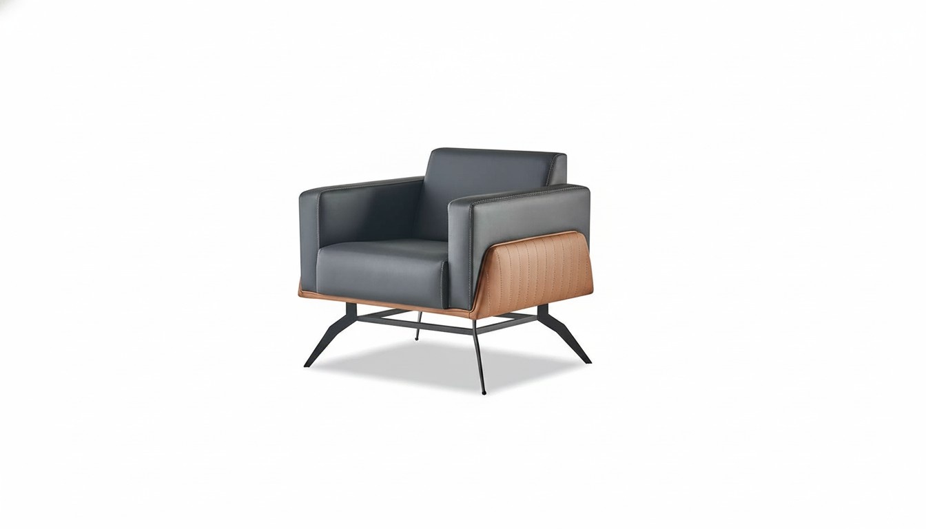 Armchair Armchair 1-seater Furniture Modern Leather Stainless Steel Wood Two-seater