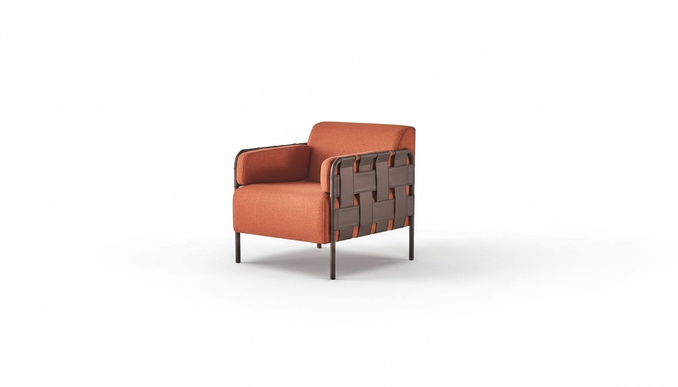 Armchair Chair Orange Textile Modern Leather Textile 1-Seater Soft