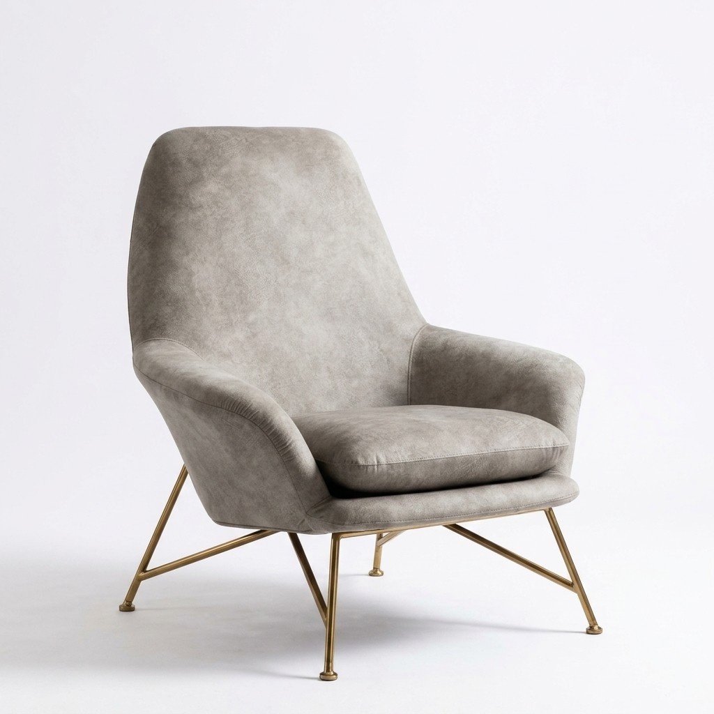Armchair design luxury textile upholstered suite living room grey furnishings