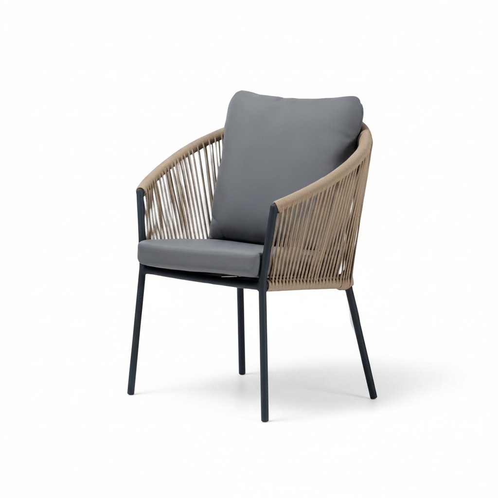 Armchair Design Terrace Cushion Wood Cushion Modern Luxury Gray High Quality Rattan