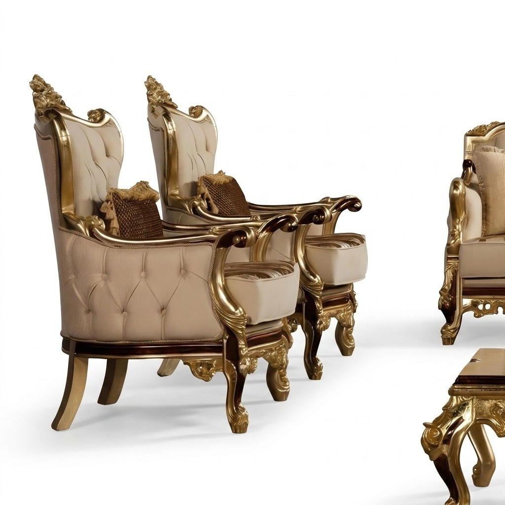 Armchair Design Upholstery Sofa Baroque Chesterfield Textile Living Room New Wing Chair