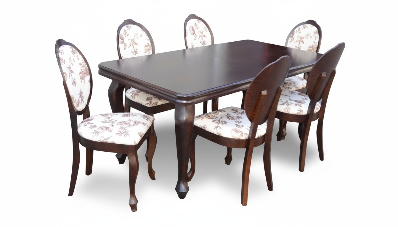 Armchair Dining Table Wooden Dining Room Set + 6x Chair Set 7-piece New