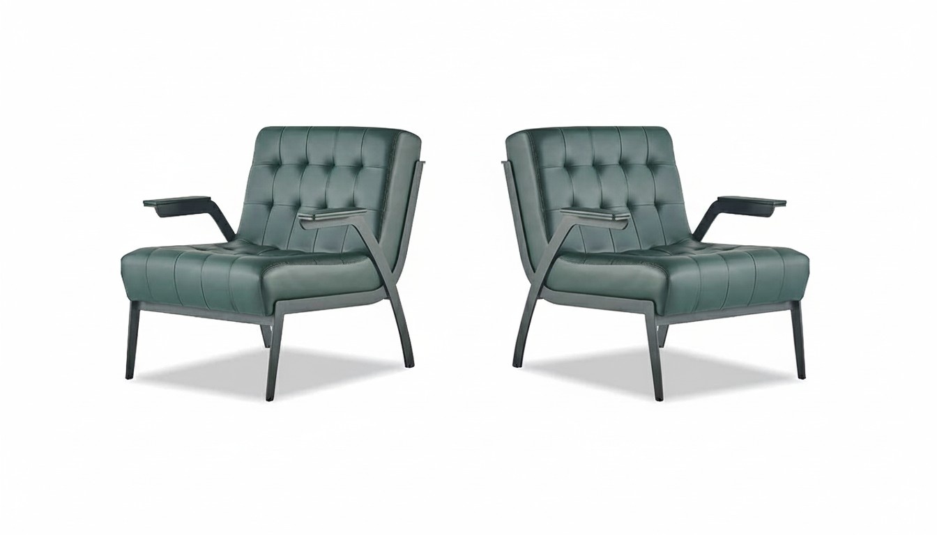 Green Armchair 1-Seater Recliner Modern Chesterfield Stainless Steel Leather