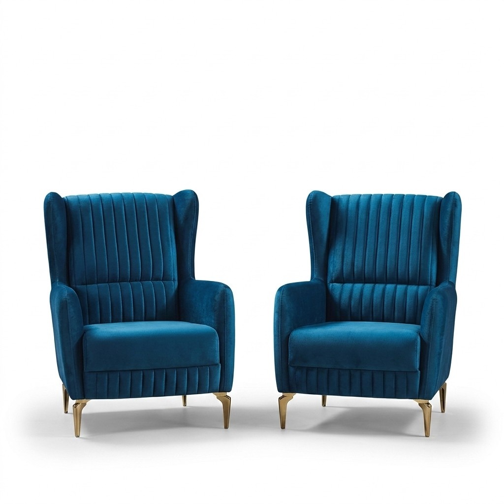Armchair Hotel Furniture Lounge Club Cinema Lobby Furniture 2-piece Set Blue Design