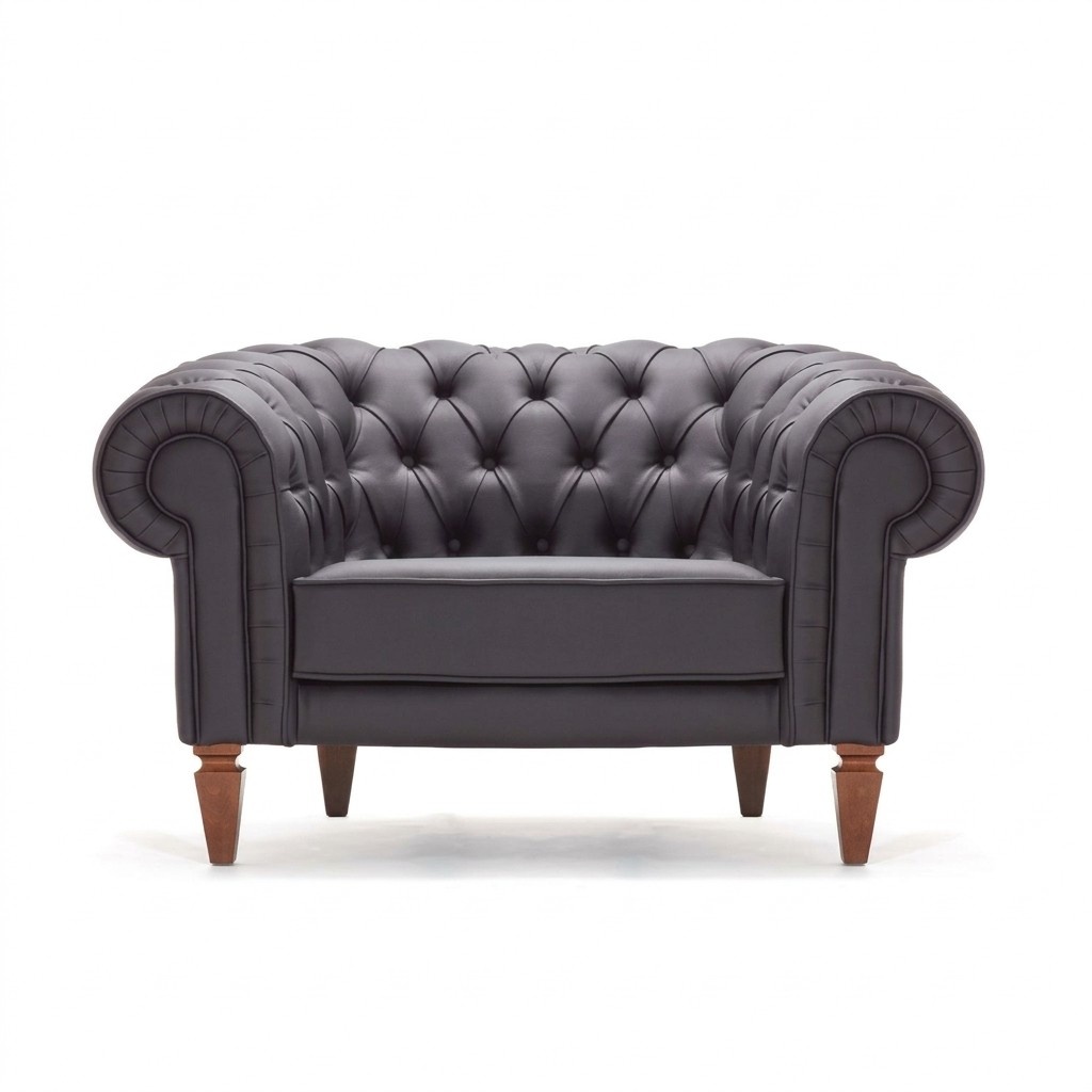 Armchair Leather Couch Upholstered Seat Chesterfield 1-Seater Couches Sofa