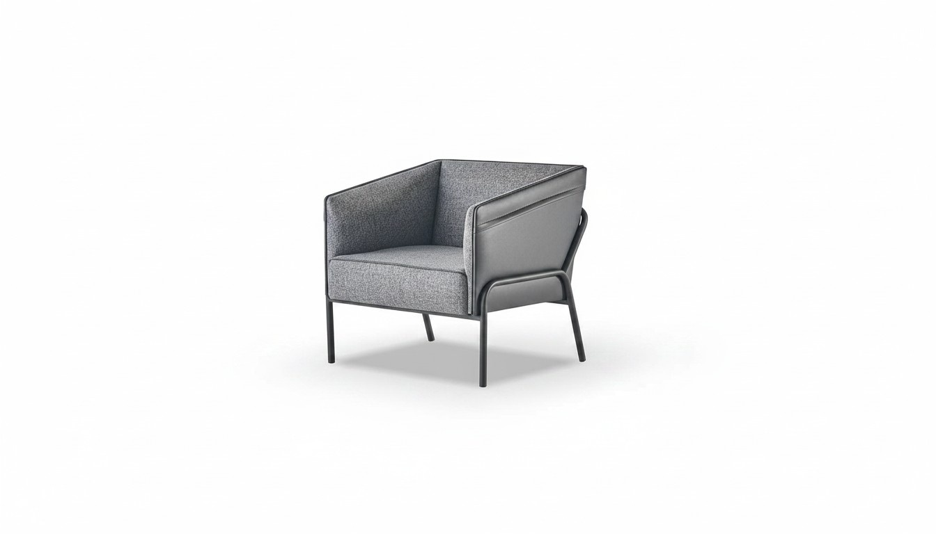Armchair Leather Stainless Steel Gray 1-Seater Modern Lounge Chair Style Textile