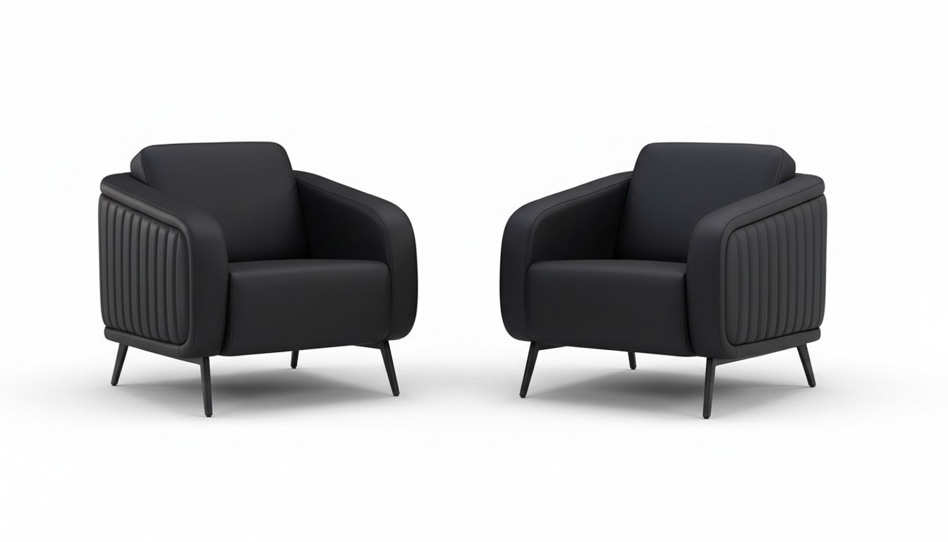 Armchair Luxury Sofa Set Leather Sofa 2x Armchairs Elegant Design Furniture Couches