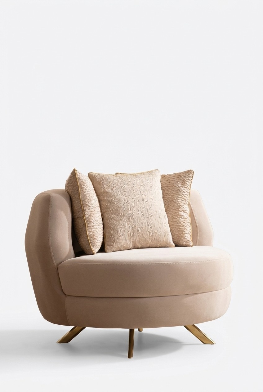 Armchair Luxury Upholstered Furniture Living Room Single Armchair Textile Lounge Restaurant