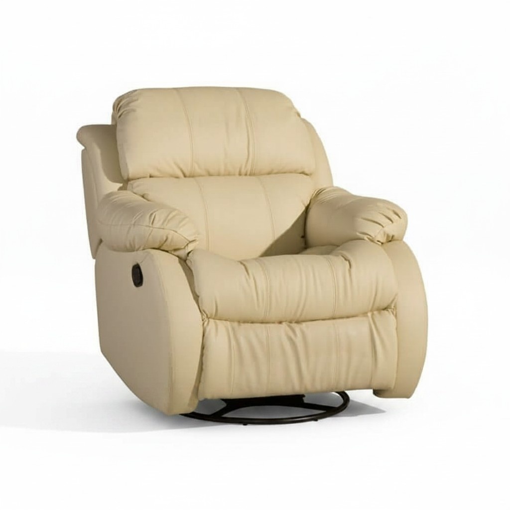 Armchair Real Swivel Beige Seat TV Lounge Club Single Armchair Furniture Upholstery New