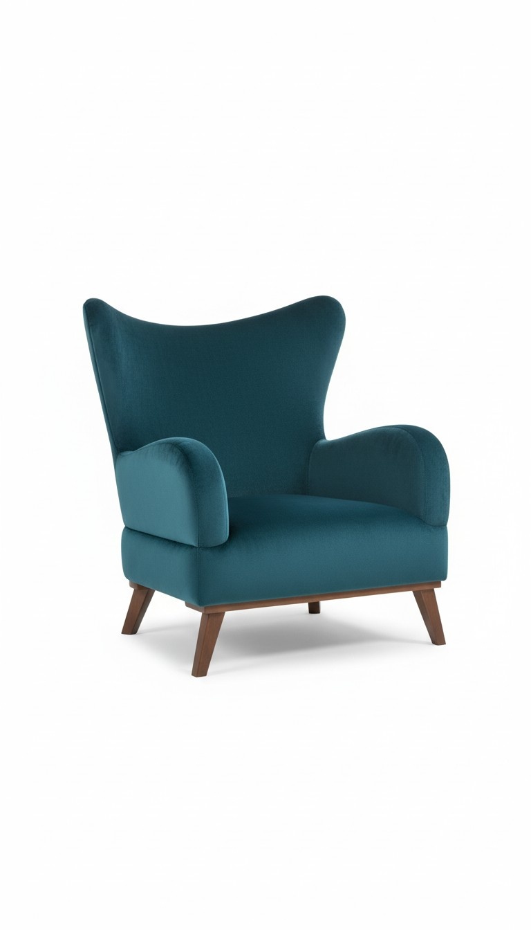 Armchair 1 seater Design Living Room Upholstery Wood Modern Turquoise