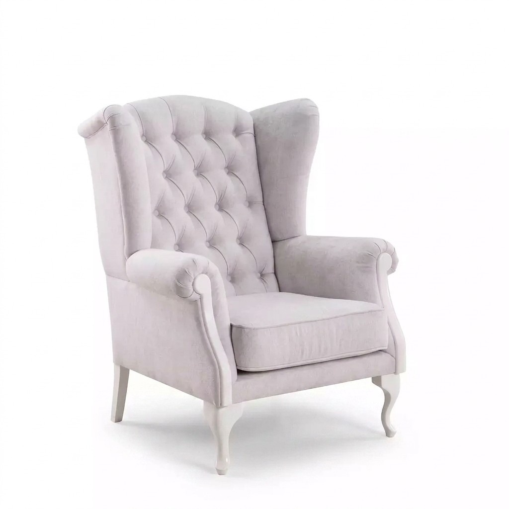 Armchair Seat Single Seater Design White Upholstery Living Room Furniture TV Armchair
