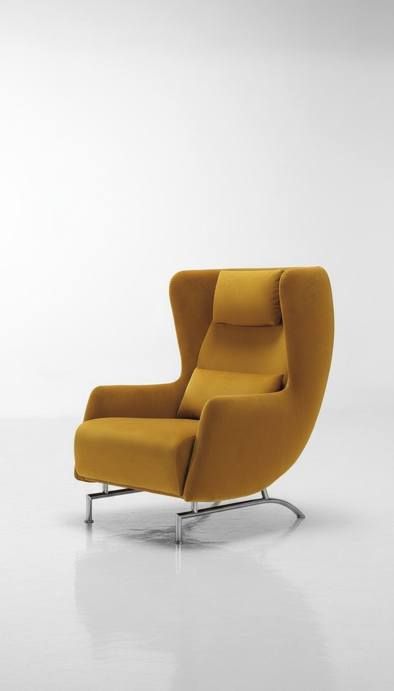 Armchair seat single seater design yellow upholstery living room furniture wing chair Prianera