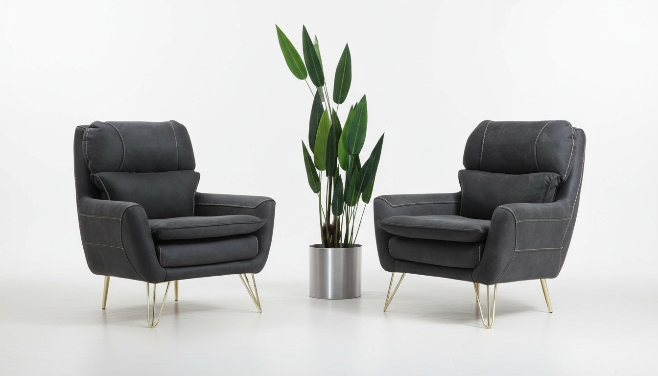 Armchair Seater Design Living Room Upholstery Luxury Black Waiting Room