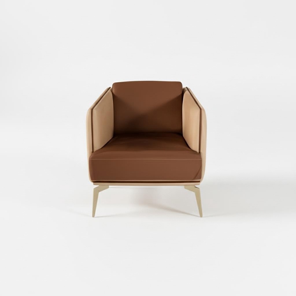 Modern Armchair Single Seater Brown Armchair Upholstery Textile Fabric