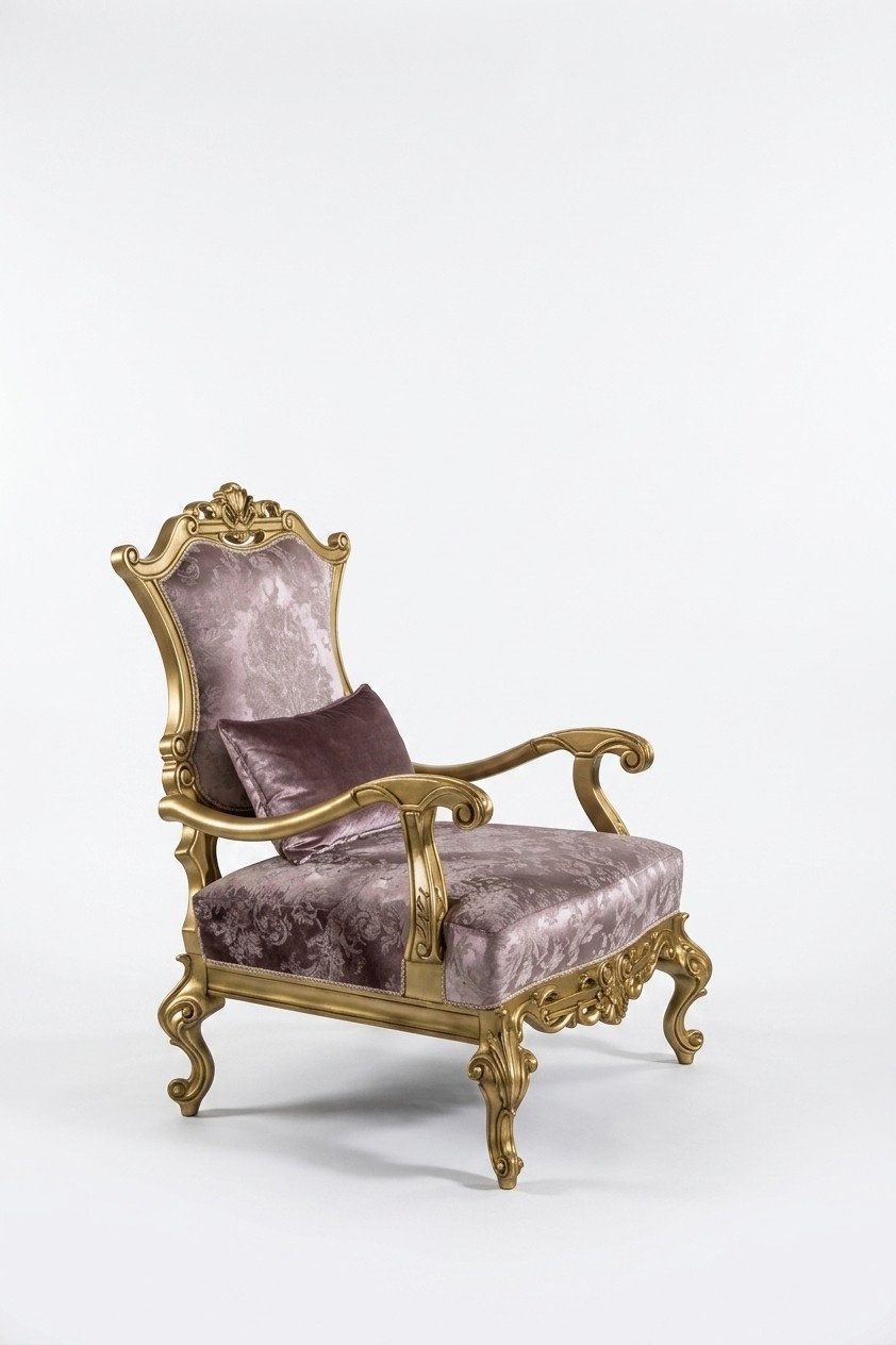 Armchair Seater1 Seater Upholstery Seat Baroque Textile Fabric Art Deco