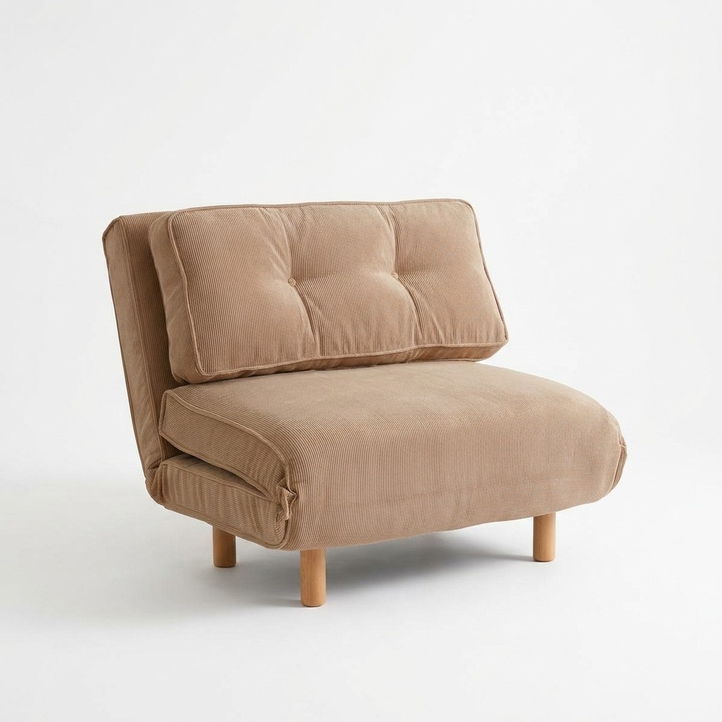 Armchair sleeping place folding chair living room cushioned armchair brown fabric