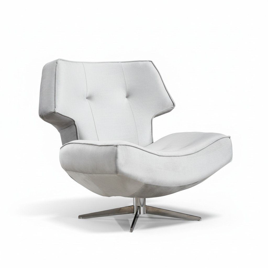 Armchair White Modern Luxury Design Living Room 1-Seater Textile Material