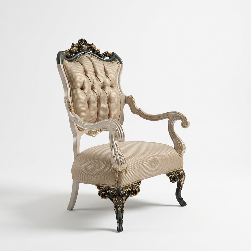 Armchair Wing Chair Design Cushion Sofa Couch Textile Baroque Living Room Fabric Seat