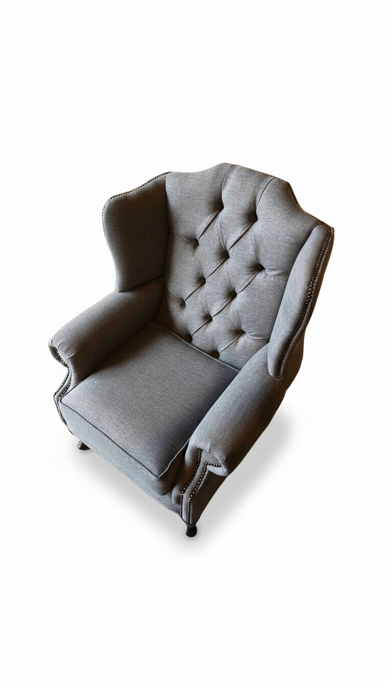 Armchair Wing Chair Fabric Grey Living Room Polyester 1 Seater Modern