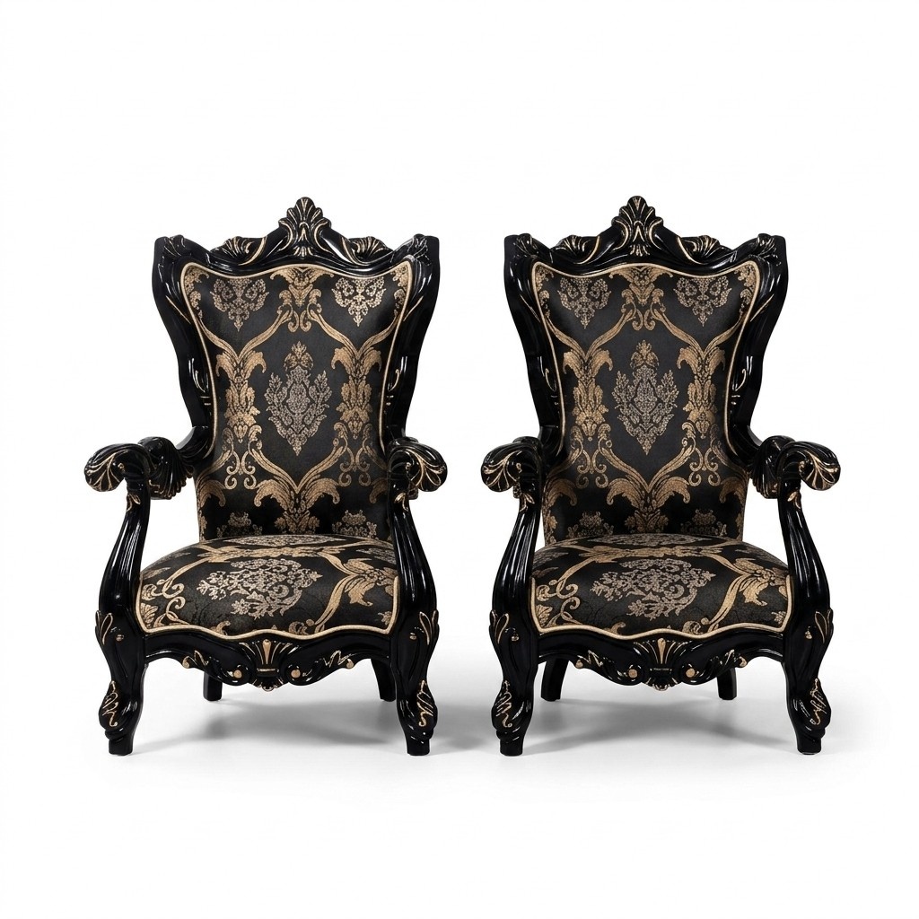 Armchair Wing Chair Luxury Fabric Seat Seater Design Upholstery Baroque Textile Furniture