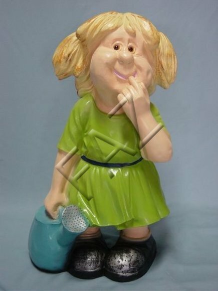 Decorative sculpture designed as little shy girl with a watering can 62cm b162a