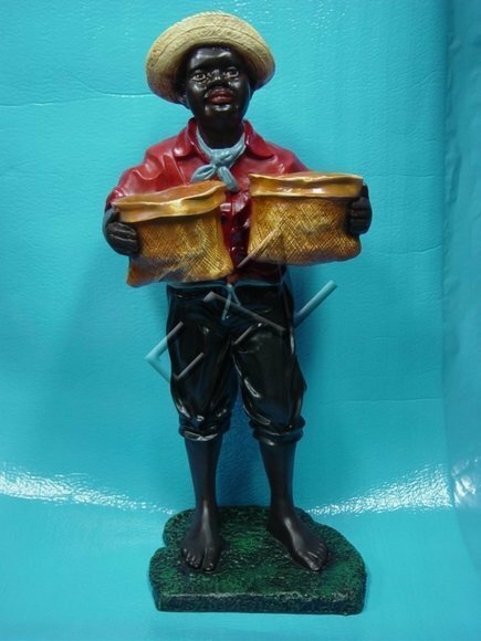 Decorative sculpture designed as boy gardener with two bags 100cm B189