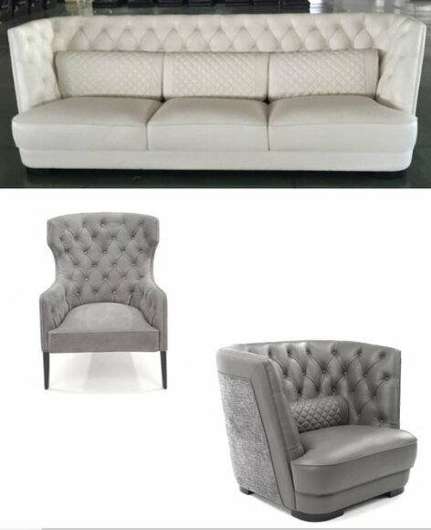 Chesterfield Sofa 3-Seater White Textile Very Comfortable Couch Back Support Cushions New