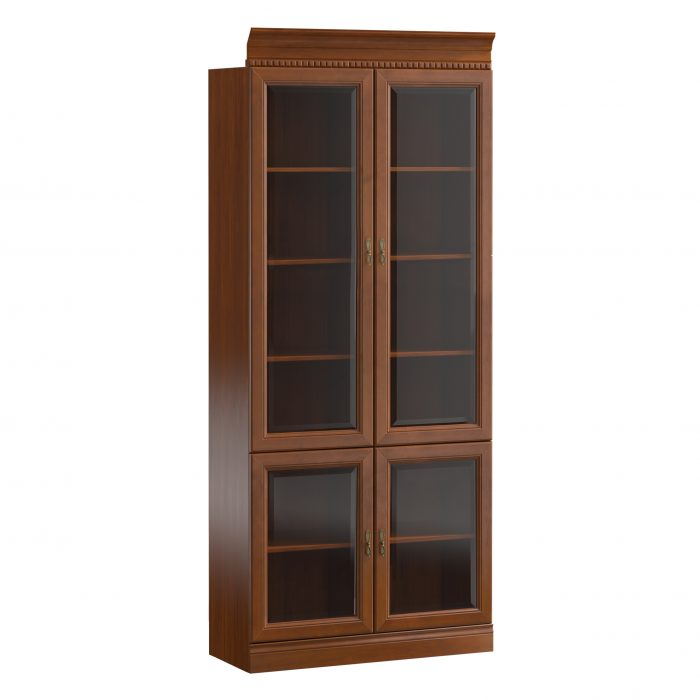 Classic country style wooden bookcase with swing doors & shelves Model BA-4