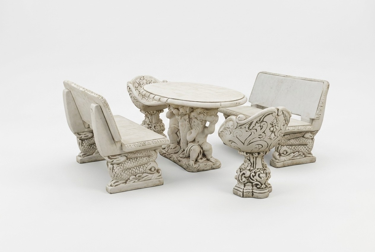 Bench Garden Design Antique Style Stone Terrace Furniture Benches Outdoor Roman New 352
