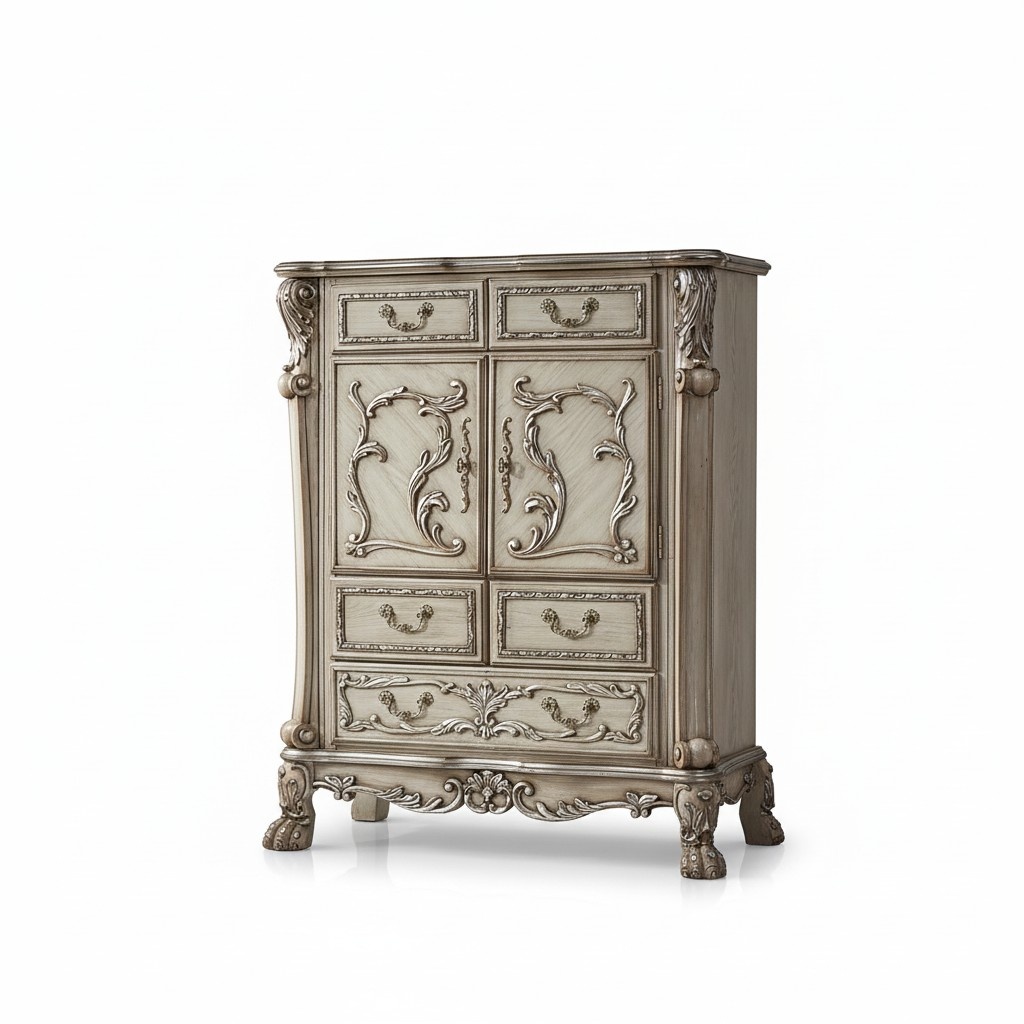 Baroque Chest of Drawers Luxury Chests of Drawers Shelf Console Furniture Silver Shelves