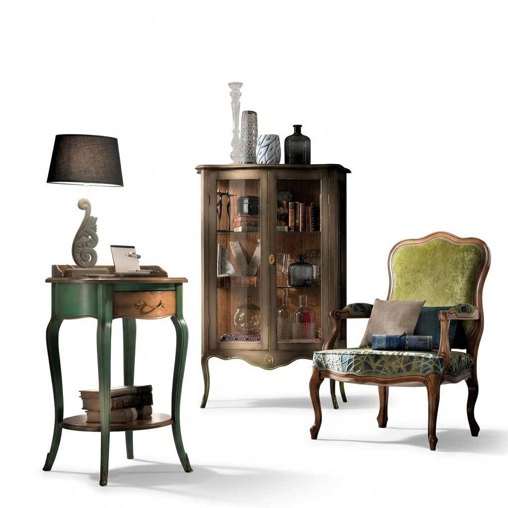 Baroque Furniture Display Cabinet Console Set Wooden Console Cabinet Set 3pcs.