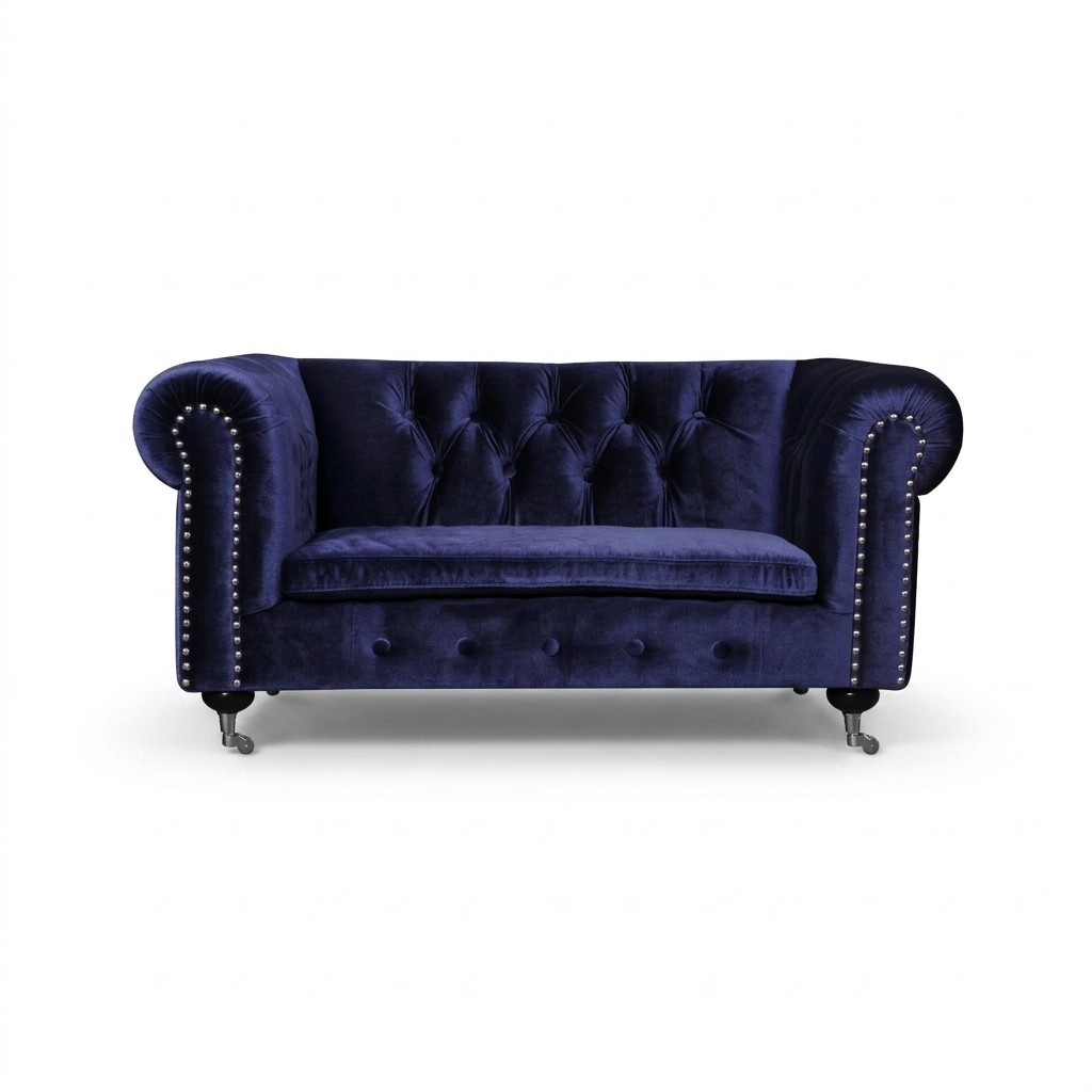 Baroque Rococo Style sofa couch - Chesterfield fabric 2-seater leather textile with Casters jvfurniture®