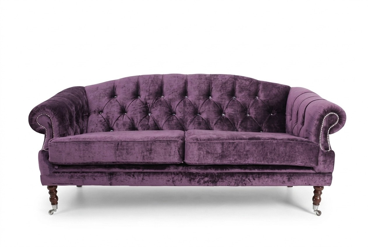 Baroque Rococo Sofa Couch Textile Velvet Chesterfield - Designer Couches - JVFurniture®
