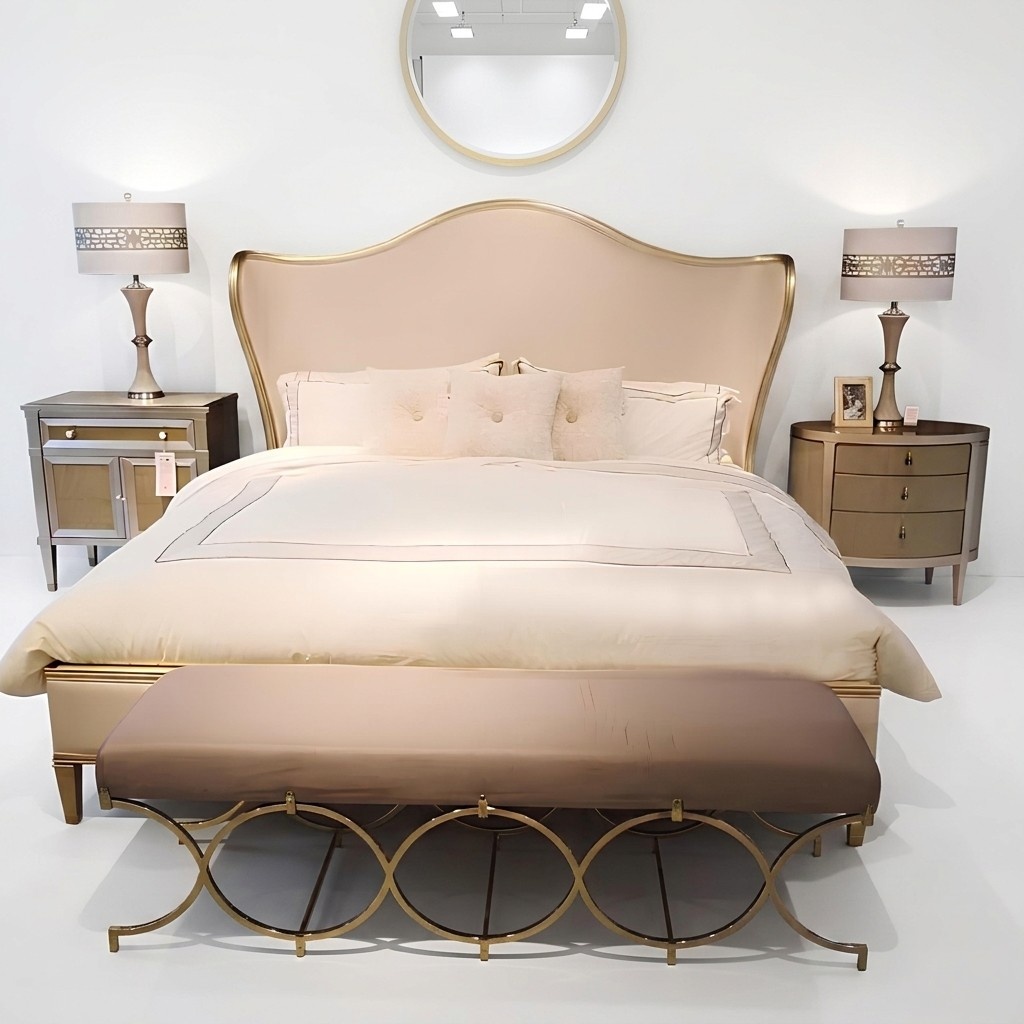 Bed 2x bedside table 3 piece bedroom set designer luxury group set new