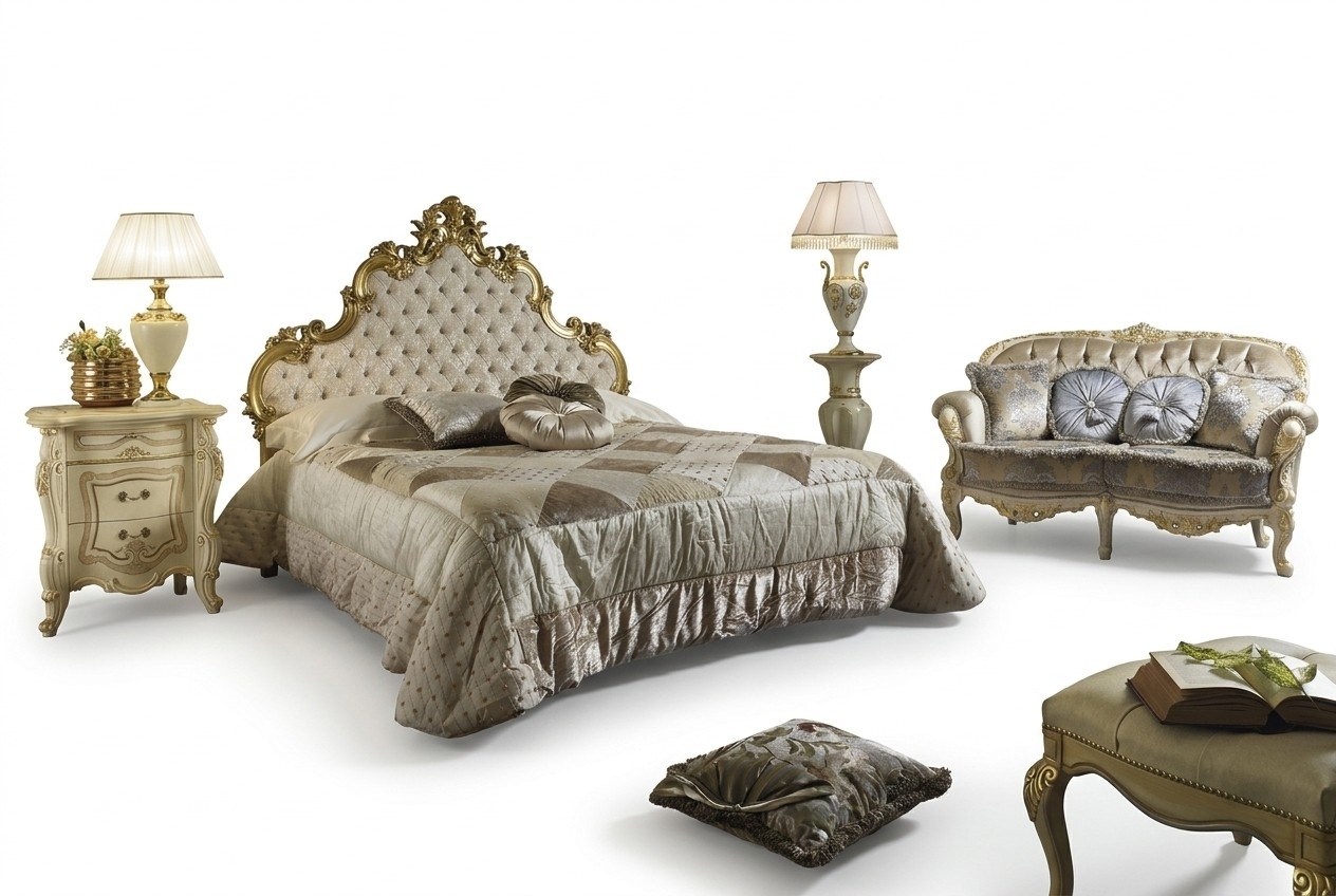 Bed 2x bedside table 3 piece bedroom set designer hotel bed set new